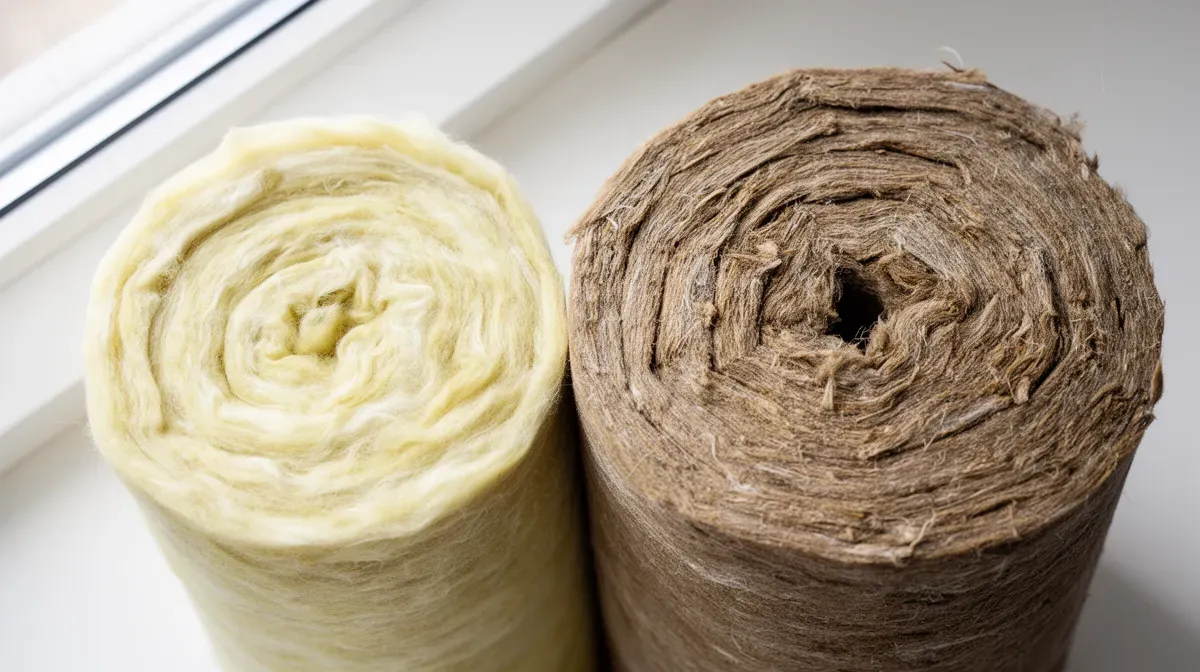 Comparaison de la texture et de la couleur de la laine de verre et de la laine de roche