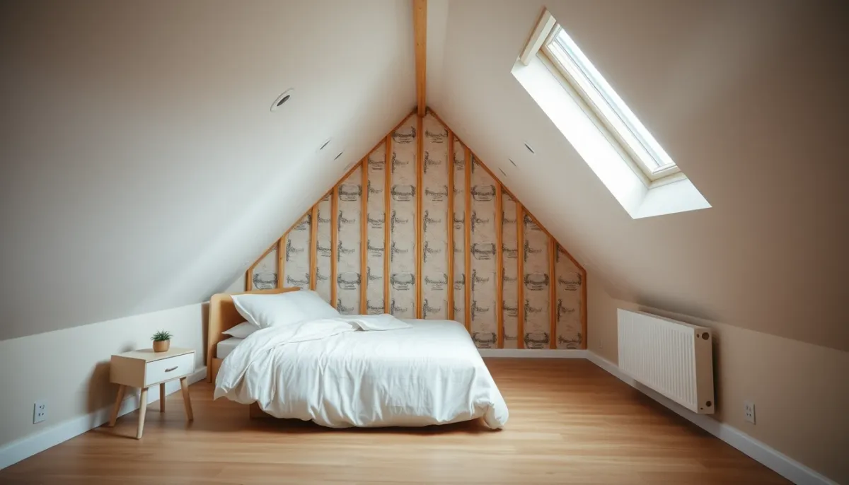 Chambre sous combles aménagée avec isolation performante