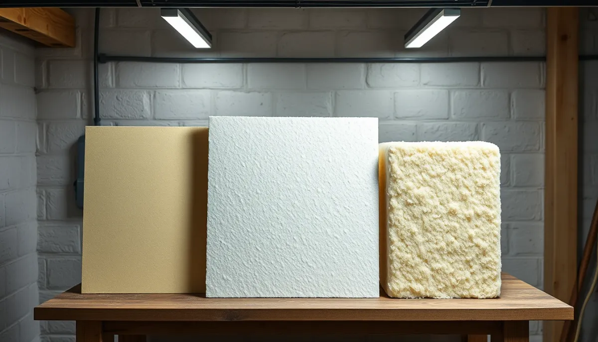 Comparatif de trois isolants pour plafond de cave : polyuréthane, polystyrène et laine minérale