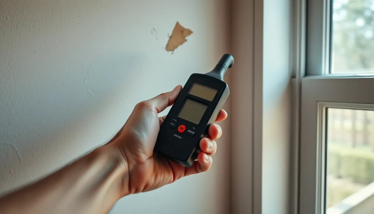 Mesure de l'humidité d'un mur avec un humidimètre à pointes avant isolation