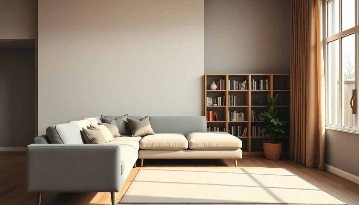 Salon moderne avec un mur isolé et une ambiance confortable